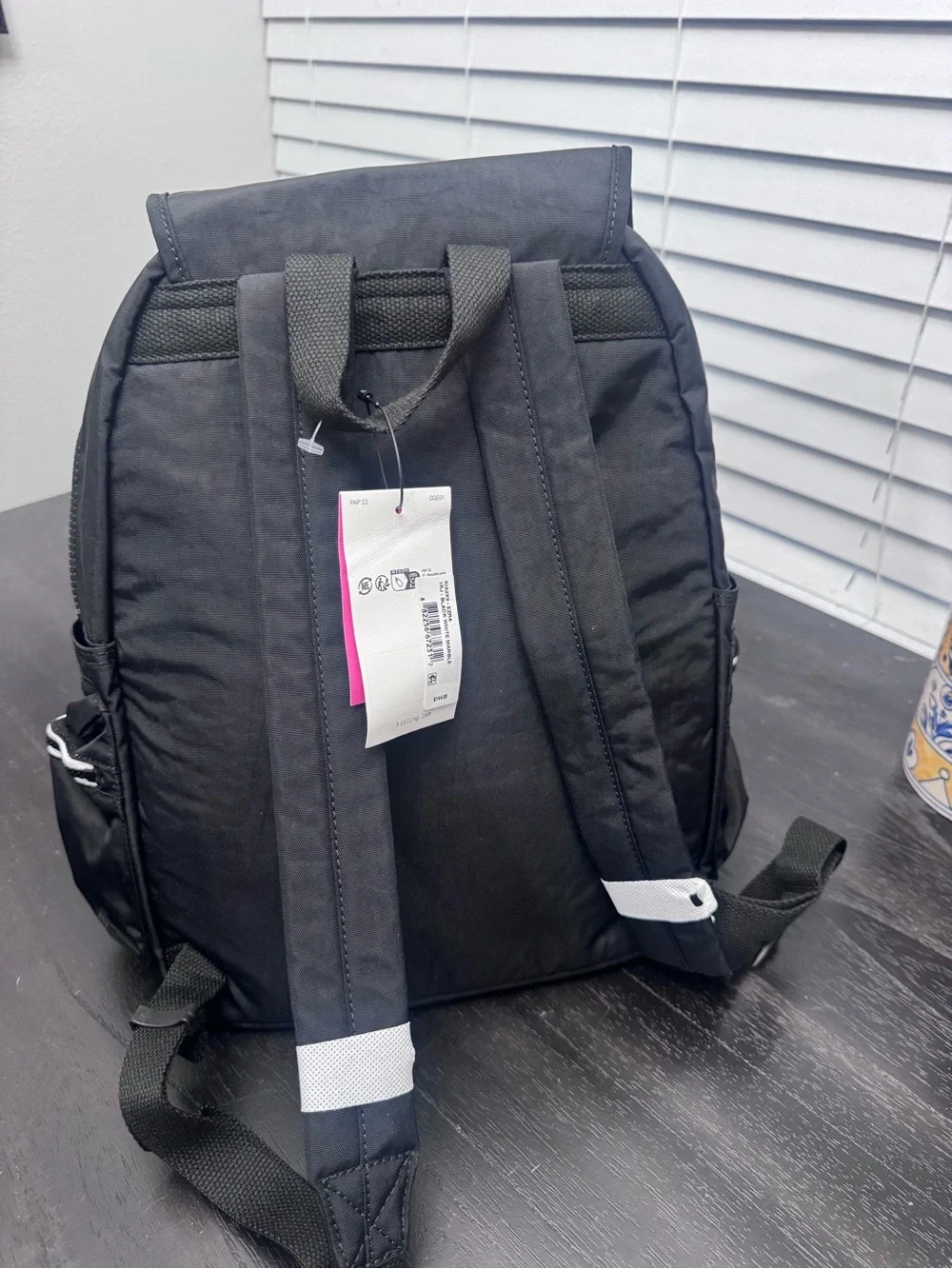 Kipling Black Backpack with Monkey Key Charm